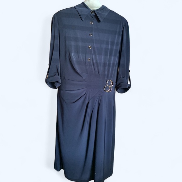 TAHARI Arthur Levine Navy Blue Shirt Dress Size 8 - Save $10 with my code - Picture 1 of 6